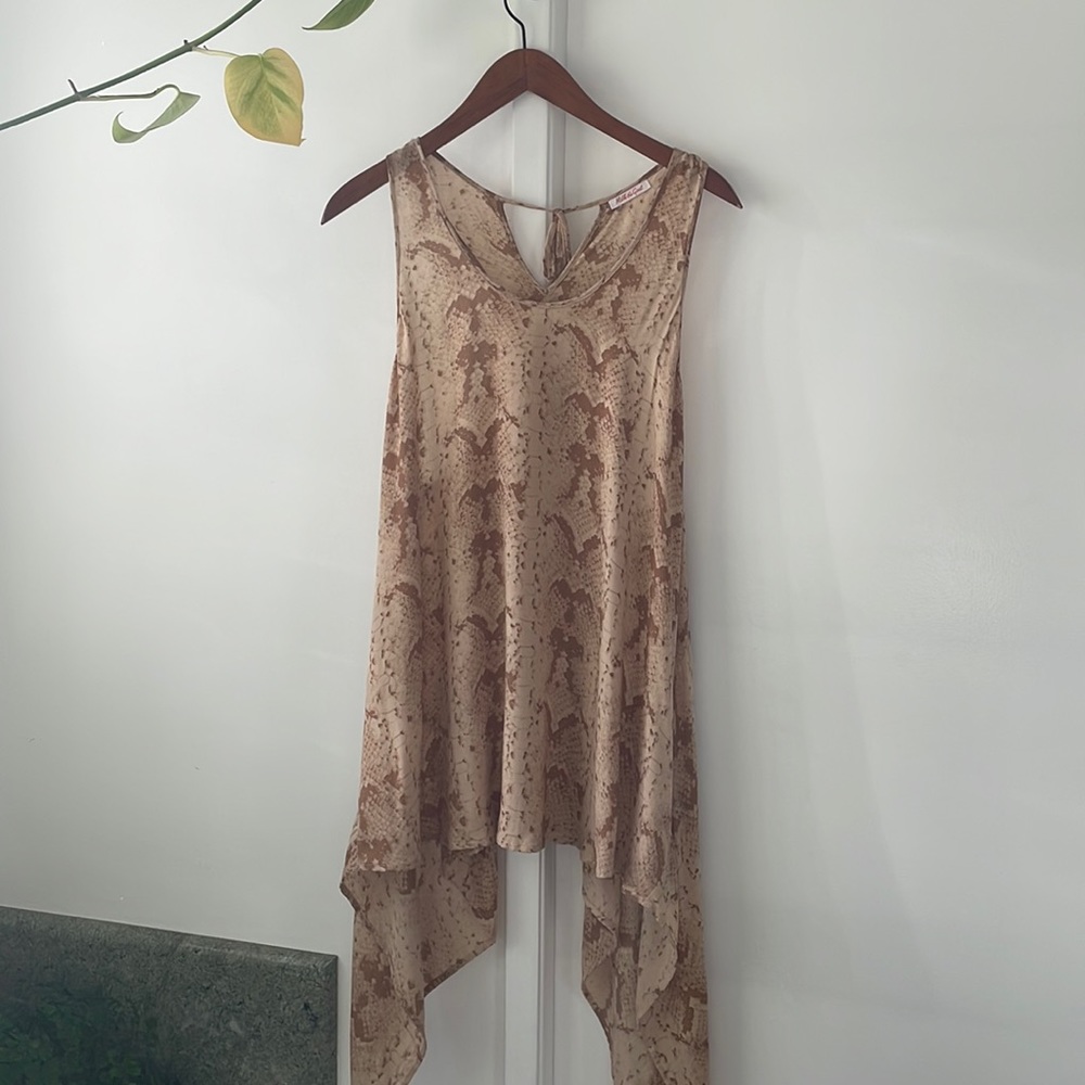 Milk the Goat Tank Top- Tunic in Tan Snake Skin Print
